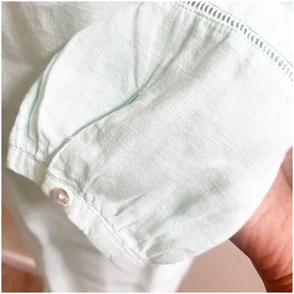 Joie 100% Linen V-Neck Popover Tunic Size Medium Light Teal Minimalist Beachy - Picture 10 of 12